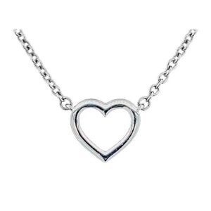 Silver Open Heart Necklace 18-20” Chain Minimal Y2K Dainty Pendant